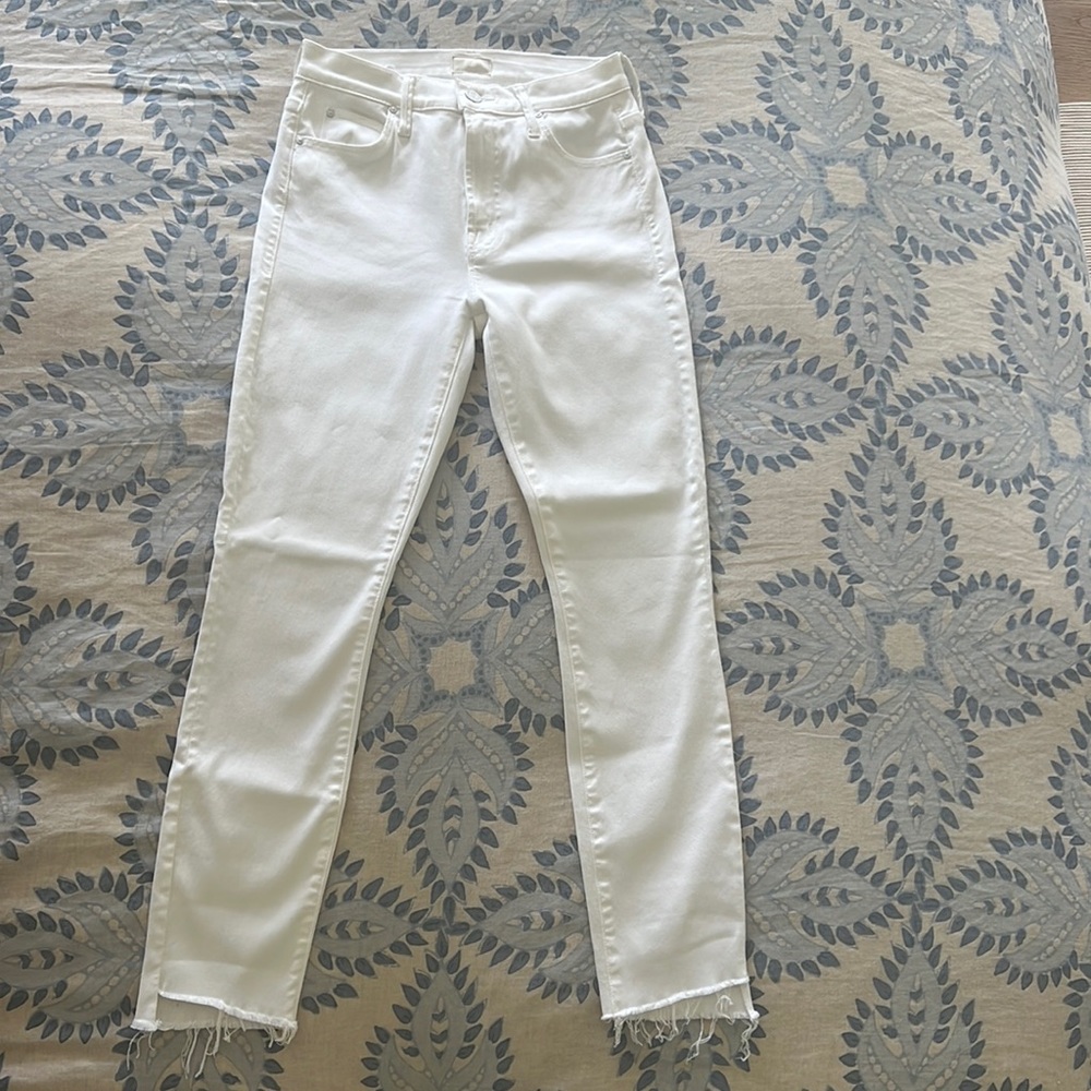 White Mother jeans - the Stunner Zip Ankle Fray - size 25